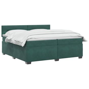 Boxspringbett mit Matratze und LED Dunkelgrün 200 x 200 cm Samt