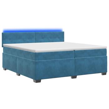 Boxspringbett mit Matratze und LED Blau 200 x 200 cm Samt