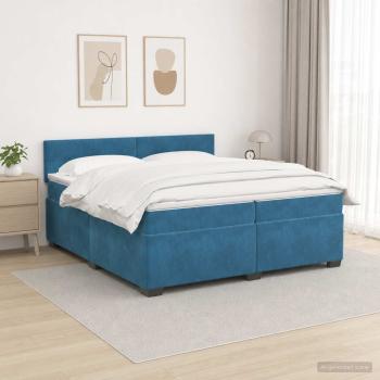 Boxspringbett mit Matratze und LED Blau 200 x 200 cm Samt