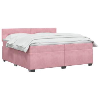 Boxspringbett mit Matratze und LED Rosa 200 x 200 cm Samt