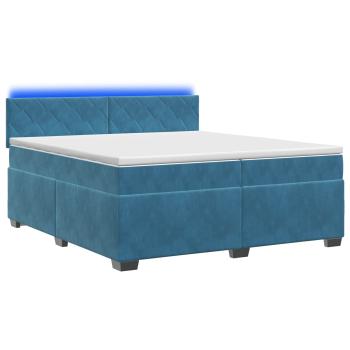 Boxspringbett mit Matratze und LED Blau 200 x 200 cm Samt