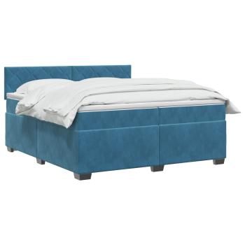 Boxspringbett mit Matratze und LED Blau 200 x 200 cm Samt