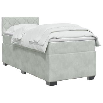 Boxspringbett mit Matratze und LED Hellgrau Einzeln Samt