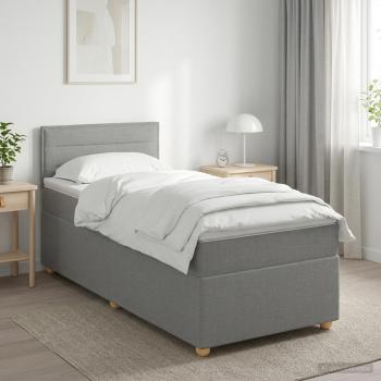 ARDEBO.de - Boxspringbett mit Matratze Hellgrau 80 x 200 cm Stoff