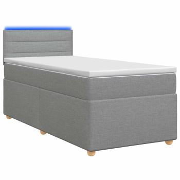 Boxspringbett mit Matratze Hellgrau 80 x 200 cm Stoff