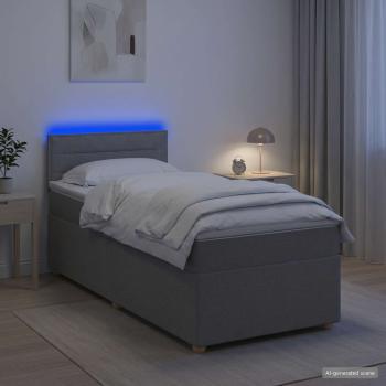 Boxspringbett mit Matratze Hellgrau 80 x 200 cm Stoff