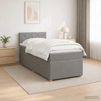 ARDEBO.de - Boxspringbett mit Matratze Hellgrau 80 x 200 cm Stoff