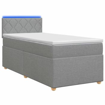 Boxspringbett mit Matratze Hellgrau 80 x 200 cm Stoff