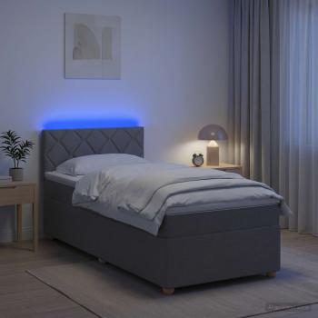 Boxspringbett mit Matratze Hellgrau 80 x 200 cm Stoff