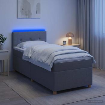Boxspringbett mit Matratze Hellgrau 90 x 190 cm Stoff
