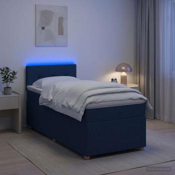 Boxspringbett mit Matratze mit Kopfteil Blau 90 x 200 cm Stoff