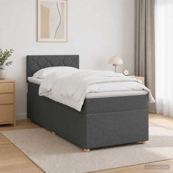 ARDEBO.de - Boxspringbett mit Matratze Dunkelgrau 90 x 200 cm Stoff