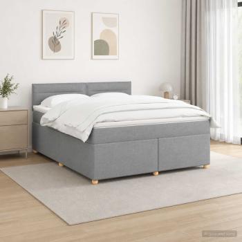 Boxspringbett mit Matratze Hellgrau 140 x 190 cm Stoff
