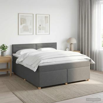ARDEBO.de - Boxspringbett mit Matratze Dunkelgrau 140 x 190 cm Stoff