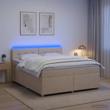 Boxspringbett mit Matratze Creme 140 x 190 cm Stoff