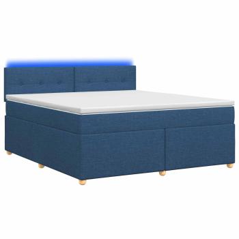 Boxspringbett mit Matratze mit Kopfteil Blau 140 x 190 cm Stoff