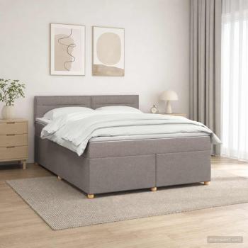 Boxspringbett mit Matratze Taupe 140 x 200 cm Stoff