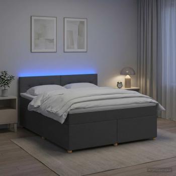 ARDEBO.de - Boxspringbett mit Matratze Dunkelgrau 140 x 200 cm Stoff