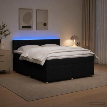 ARDEBO.de - Boxspringbett mit Matratze Schwarz 160 x 200 cm Stoff