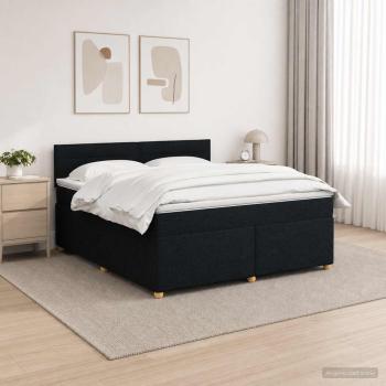 Boxspringbett mit Matratze Schwarz 180 x 200 cm Stoff