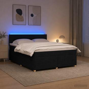 ARDEBO.de - Boxspringbett mit Matratze Schwarz 180 x 200 cm Stoff