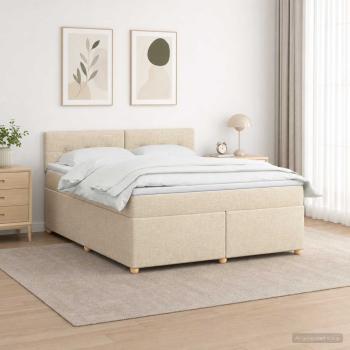 ARDEBO.de - Boxspringbett mit Matratze Creme 180 x 200 cm Stoff