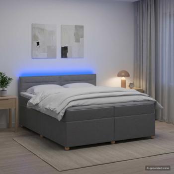 ARDEBO.de - Boxspringbett mit Matratze Hellgrau 200 x 200 cm Stoff
