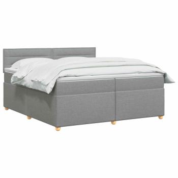 Boxspringbett mit Matratze Hellgrau 200 x 200 cm Stoff
