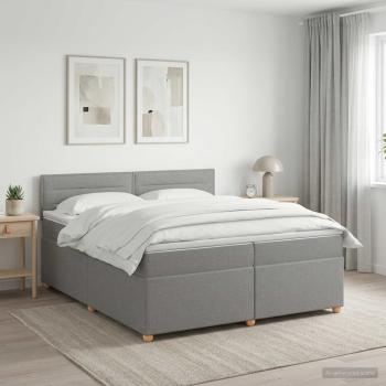 Boxspringbett mit Matratze Hellgrau 200 x 200 cm Stoff