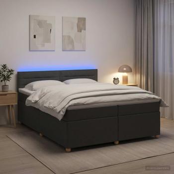 ARDEBO.de - Boxspringbett mit Matratze Dunkelgrau 200 x 200 cm Stoff