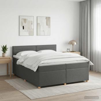 Boxspringbett mit Matratze Dunkelgrau 200 x 200 cm Stoff