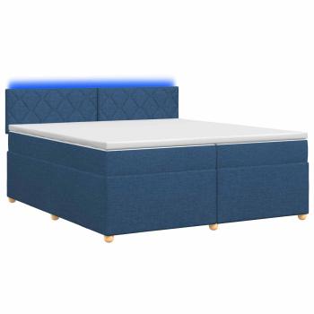 Boxspringbett mit Matratze mit Kopfteil Blau 200 x 200 cm Stoff