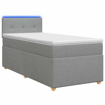 Boxspringbett mit Matratze und LED Hellgrau 90 x 190 cm Stoff