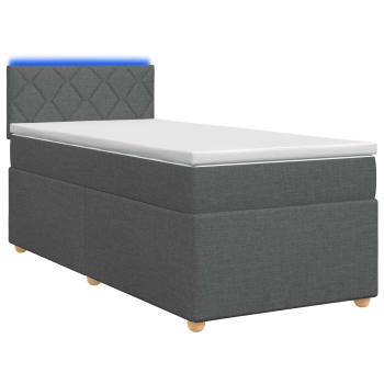 Boxspringbett mit Matratze und LED Dunkelgrau 90 x 190 cm Stoff