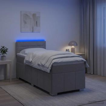 ARDEBO.de - Boxspringbett mit Matratze Hellgrau 80 x 200 cm Stoff