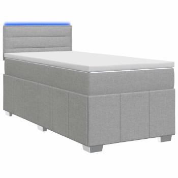 Boxspringbett mit Matratze Hellgrau 80 x 200 cm Stoff