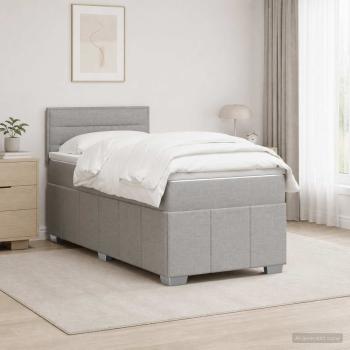 Boxspringbett mit Matratze Hellgrau 80 x 200 cm Stoff