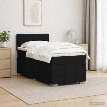 ARDEBO.de - Boxspringbett mit Matratze Schwarz 80 x 200 cm Stoff