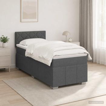 ARDEBO.de - Boxspringbett mit Matratze Dunkelgrau 80 x 200 cm Stoff