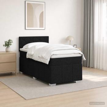 Boxspringbett mit Matratze Schwarz 90 x 190 cm Stoff