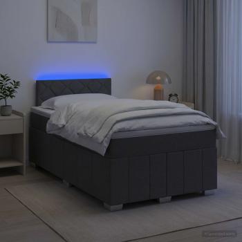 ARDEBO.de - Boxspringbett mit Matratze Dunkelgrau 120 x 190 cm Stoff