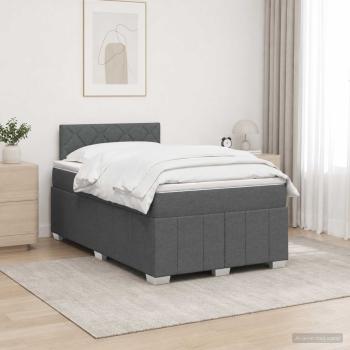 Boxspringbett mit Matratze Dunkelgrau 120 x 200 cm Stoff
