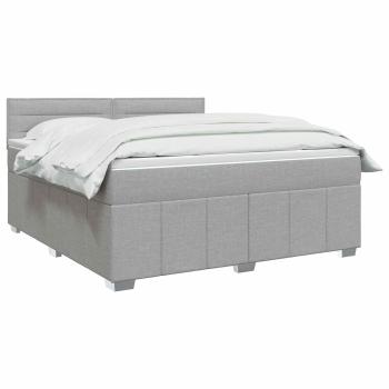 Boxspringbett mit Matratze Hellgrau 140 x 190 cm Stoff
