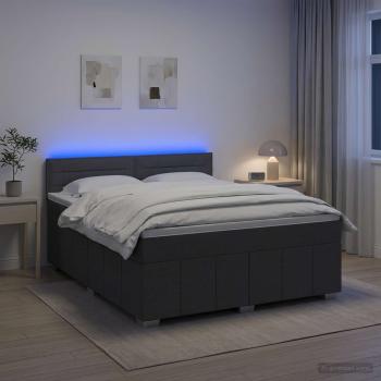 ARDEBO.de - Boxspringbett mit Matratze Dunkelgrau 140 x 190 cm Stoff