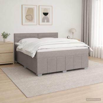 ARDEBO.de - Boxspringbett mit Matratze Taupe 140 x 190 cm Stoff