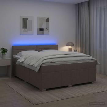 Boxspringbett mit Matratze Taupe 140 x 190 cm Stoff