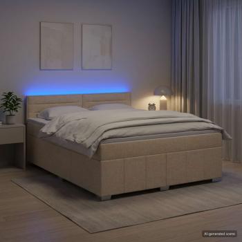 ARDEBO.de - Boxspringbett mit Matratze Creme 140 x 200 cm Stoff