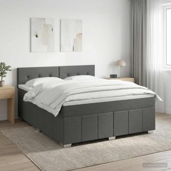 Boxspringbett mit Matratze Dunkelgrau 140 x 200 cm Stoff