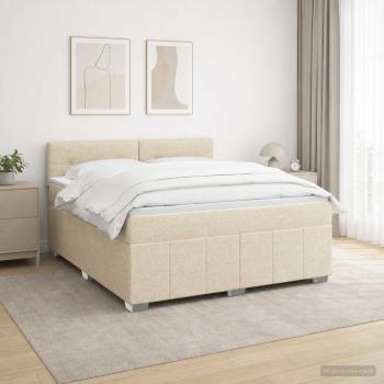 ARDEBO.de - Boxspringbett mit Matratze Creme 140 x 200 cm Stoff