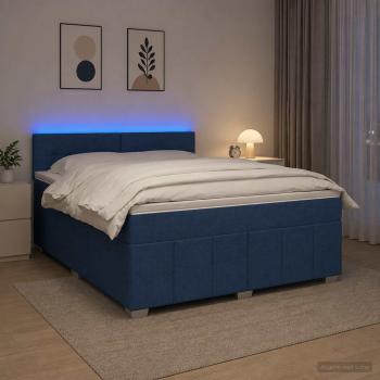 ARDEBO.de - Boxspringbett mit Matratze mit Kopfteil Blau 160 x 200 cm Stoff